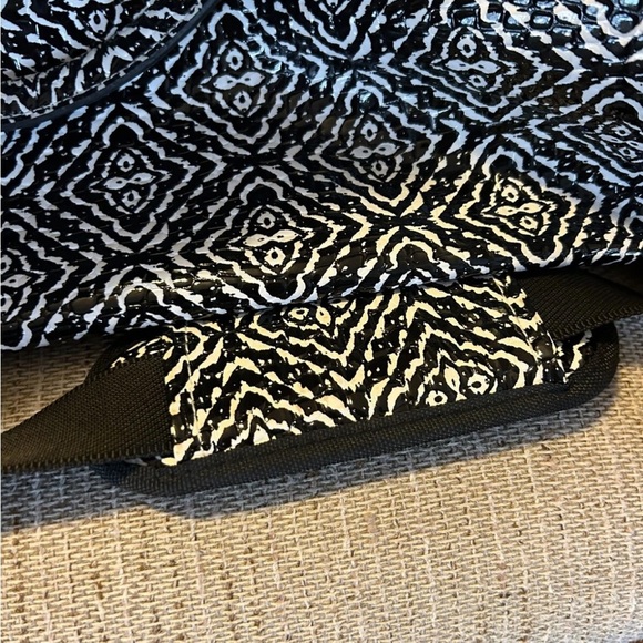 Nicole Miller Black and White Geometric Weekender Travel Bag - Picture 7 of 16